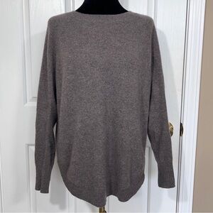 Belle France 100% Cashmere Sweater Large Taupe 2 Ply High Low Curve Hem  Large